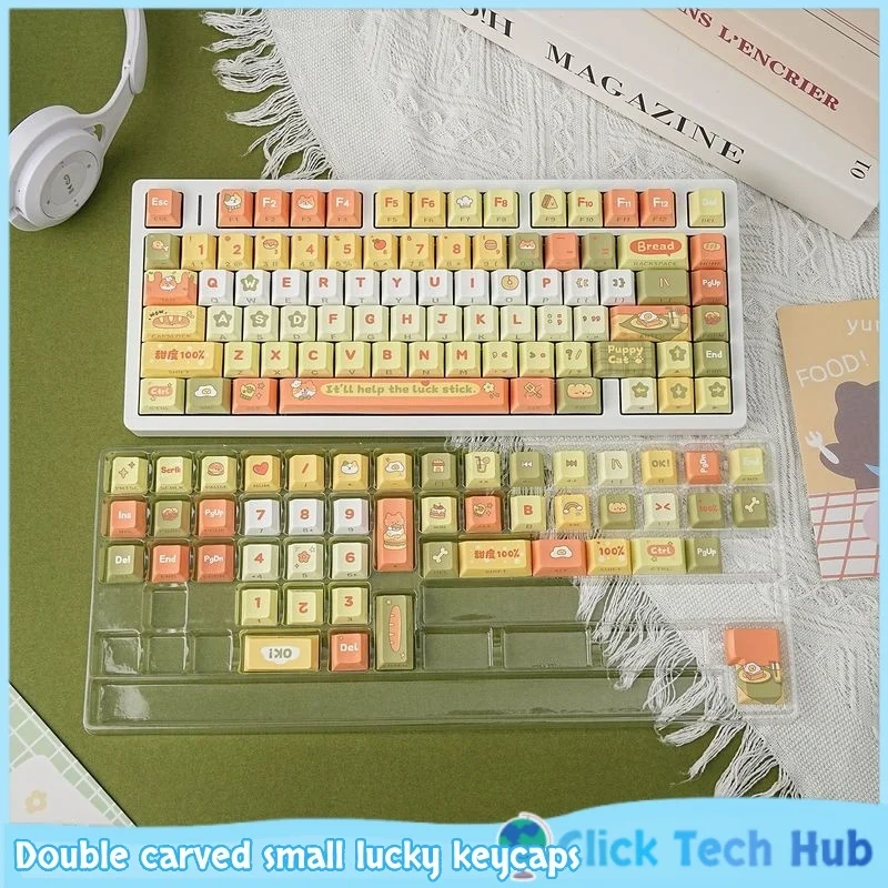 Double Engraved Lucky Keycaps Transparent Pbt Cherry 130key Korean Russian European Small Language Mechanical Keyboard Keycap