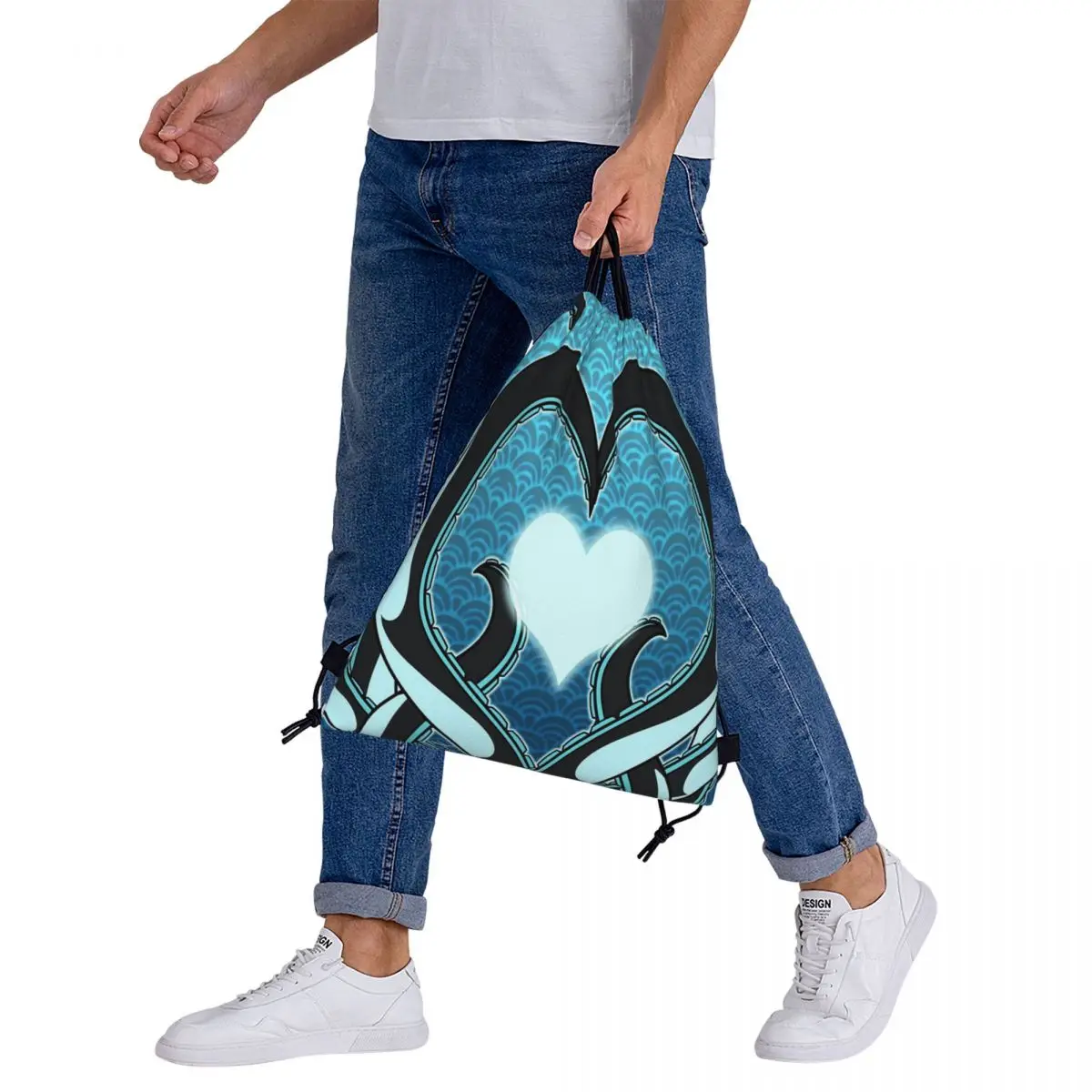 Love And Tentacles Backpacks Casual Portable Drawstring Bags Drawstring Bundle Pocket Sports Bag Book Bags For Travel School