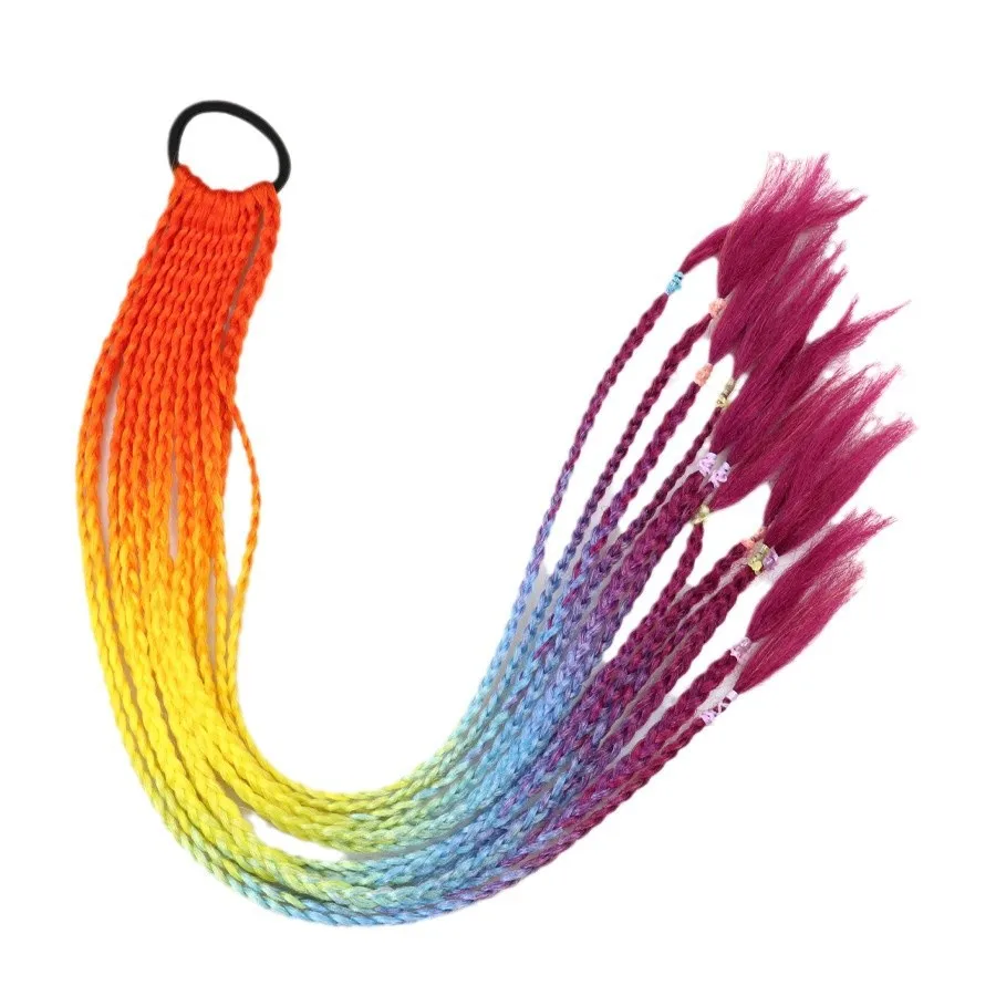 

Wholesale European And American Dirty Braids Ponytail For Women Colorful Chemical Fiber Ethnic Style Rubber Band Small Braids