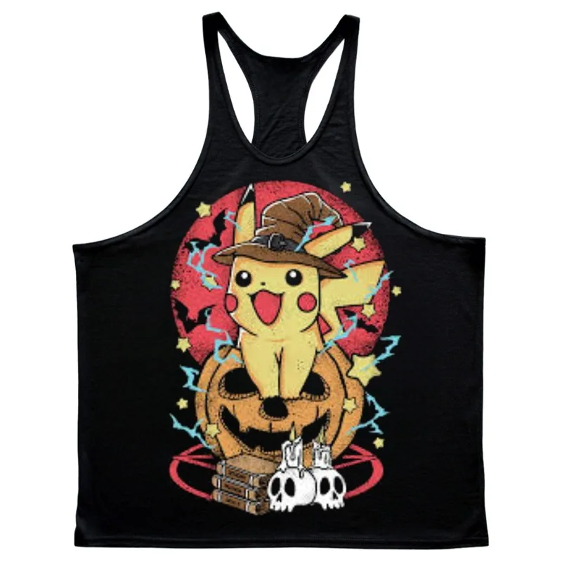 

Японское аниме Покемон Пикачу с принтом GYM майка мужская одежда для фитнеса оверсайз хлопковый баскетбольный трикотаж дизайн винтажный жилет