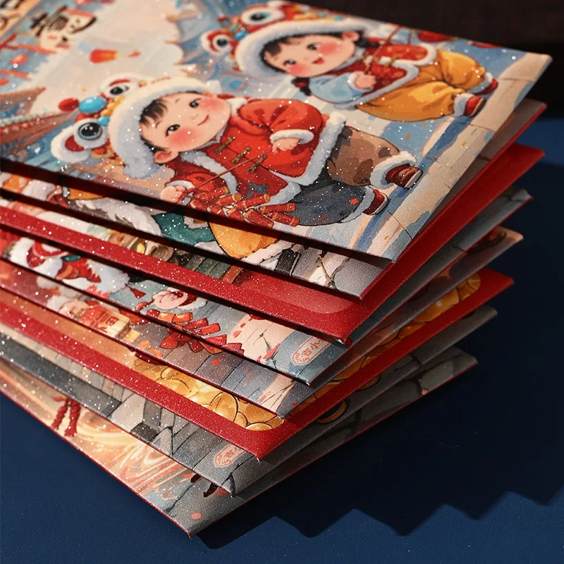 6/12 pcs HongBao 2025 Chinese New Year Red Packet Printed Red Envelopes Kids New Year Greetings Are Sealed New Year\'s Eve Money