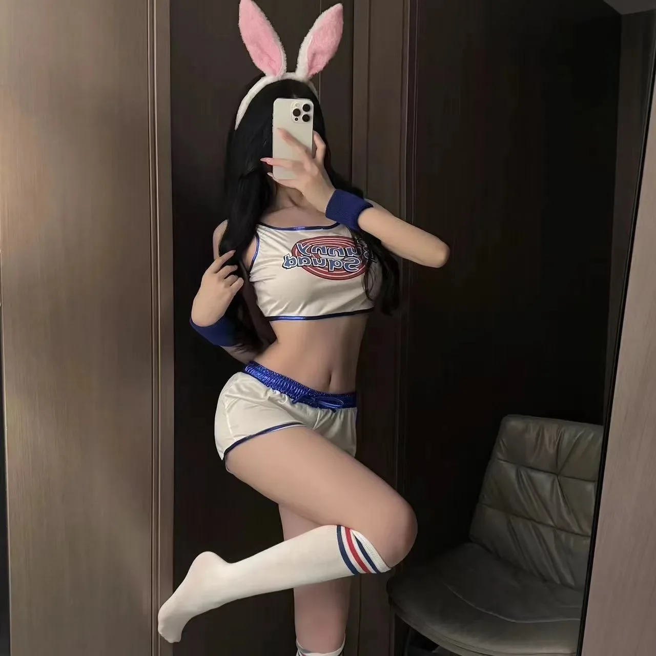 Space Lola Bunny Rabbit Cosplay Costume Rabbit Bunny Jam Costumes Women Girls Halloween Party Clothes Tops Shorts Outfit Set