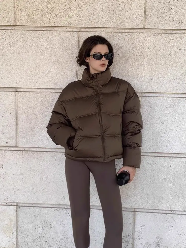 Winter Coat Women White Duck Down Down Jacket New Tops Stand-up Collar Small People Short Section Bread Clothing Retro Jacket