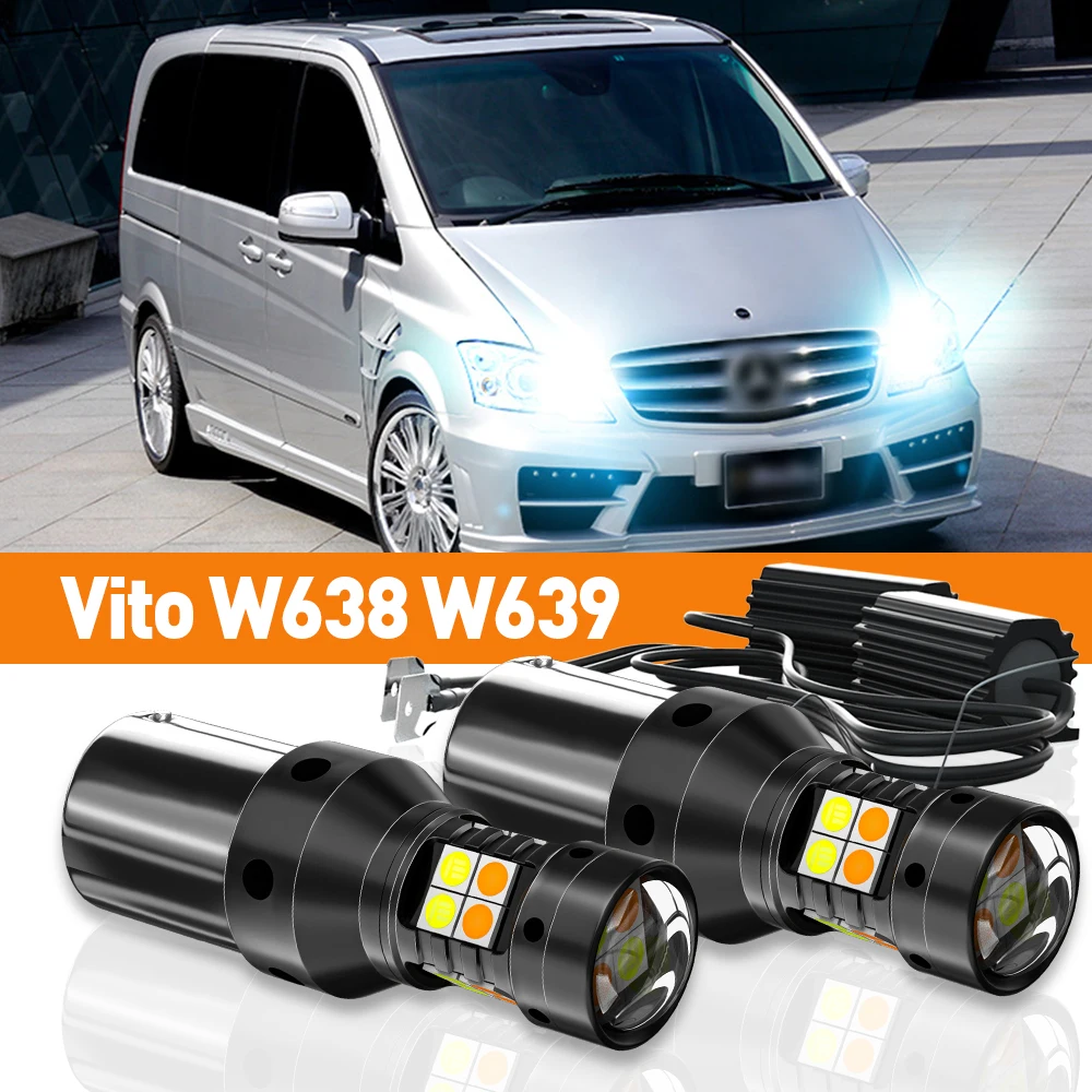 2x LED Dual Mode Turn Signal+Daytime Running Light DRL For Mercedes Benz Vito W639 W638 1996-2008 Accessories Canbus