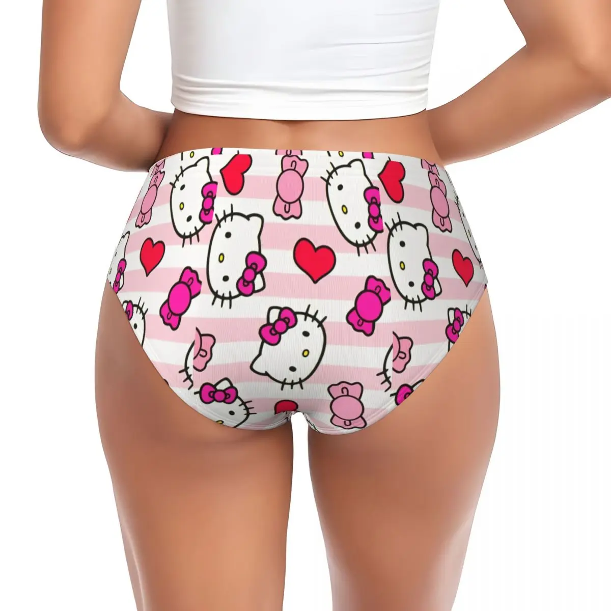 Women's Hello Kitty Briefs High Waisted Seamless Underwear Invisible Full Coverage Cartoon Briefs Panties