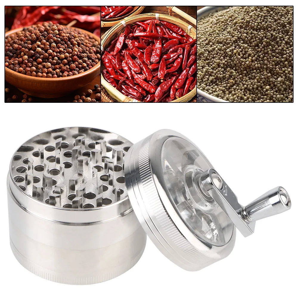 Spice Cutter Aluminum Alloy Tobacco Grinder Hand Tools Smoking Herb Cutter Portable Latest Lightning-Shaped 61MM 4-Layer