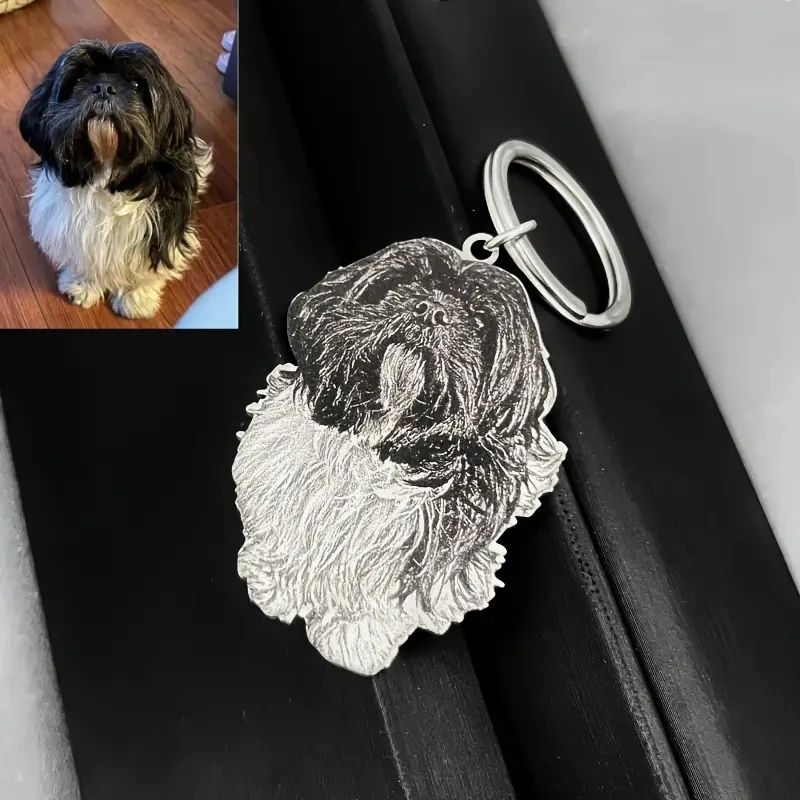 Custom Pet Photo Keychain for Women Men Personalized Stainless Steel Keyring with Animal Design, Ideal for Backpacks & Car Keys
