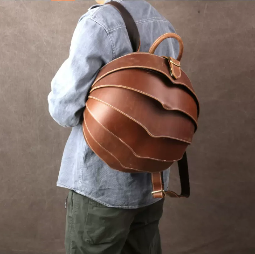 Crazy horse leather handmade top layer cowhide backpack British style backpack for men and women