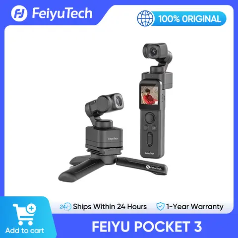 FeiyuTech Feiyu Pocket 3 3-Axis Stabilization Split Design, Cordless and Detachable 4K 60fps Resolution, Sony 1/2.3″CMOS Sensor