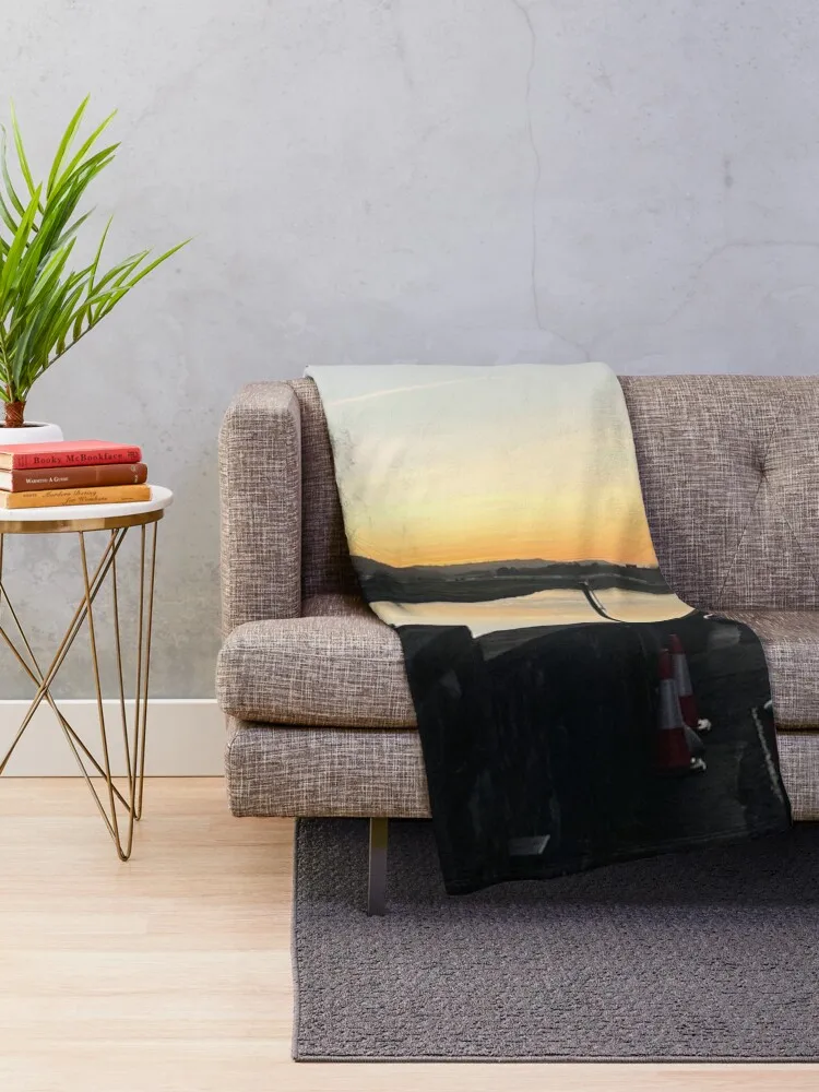 Sunset over Carmarthen Quay Throw Blanket Sleeping Bag Bed Fashionable Fashion Sofas valentine gift ideas Blankets