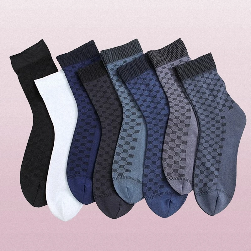 5/10 Paar Herren dünne Sommer Plaid Herren Strümpfe Anti-Snag Band Ferse strap azier fähige Casual Business Mid-Tube Herren Socken