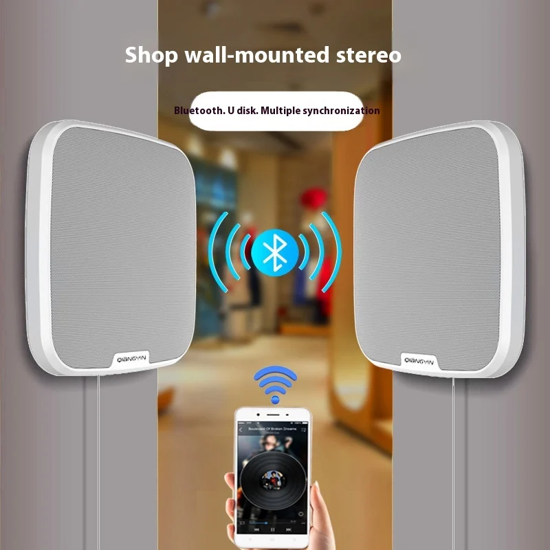 Wall Sound Wall Mounted Bluetooth Speaker Commercial Supermarket Restaurant Cafe Milk Tea Shop 3D Surround Sound Subwoofer