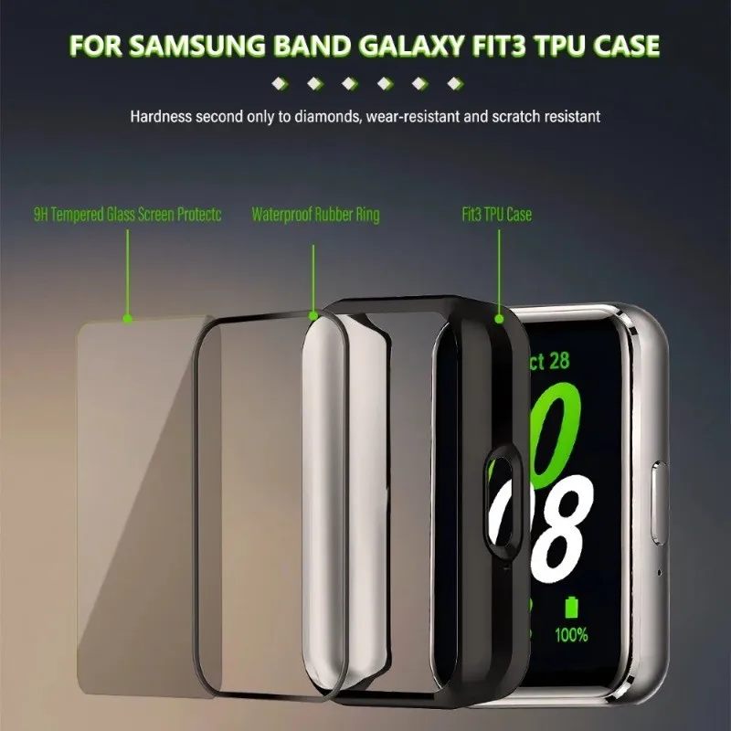 Custodia protettiva per Samsung Galaxy Fit 3 SM-R390 Custodia in TPU + cinturino in metallo per Samsung Galaxy Fit 3 Accessori per cinturini in acciaio inossidabile