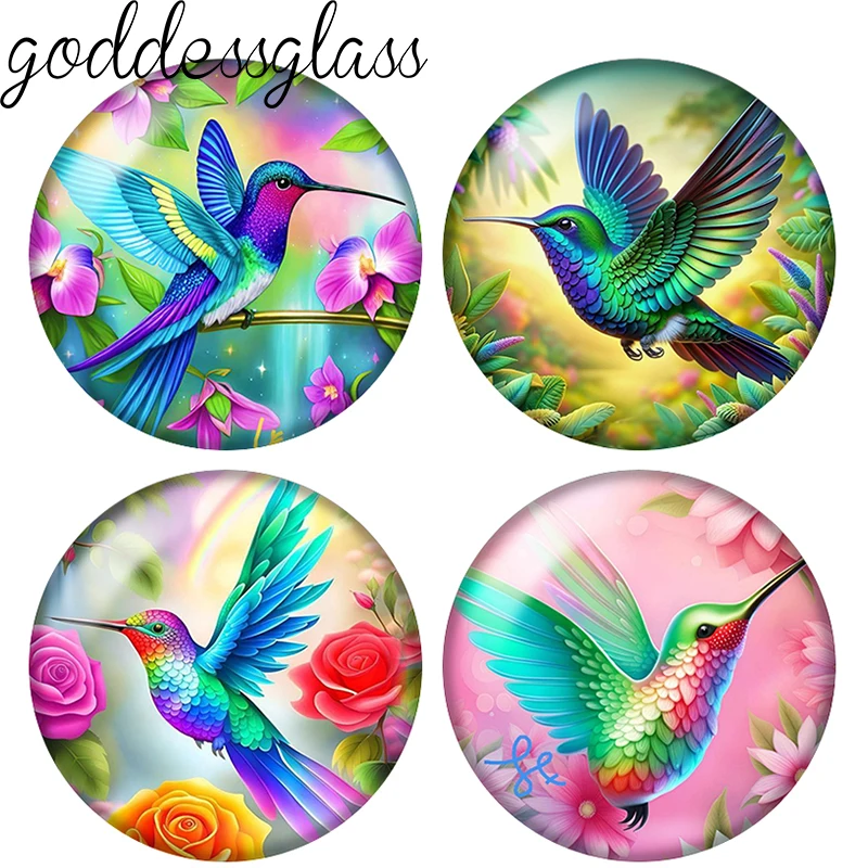 hummingbirds pure love emotional healing good lucky 12mm/20mm/25mm Round photo demo glass cabochon flat back Making fittings
