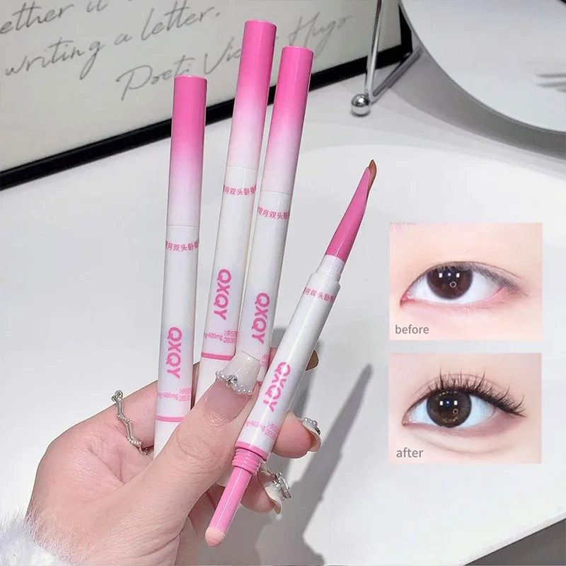 QXQY 초승달ダブルヘッド愛ペン、スポンジヘッドシャドウシャドウ生理メイクアップで自然な感触を与え、初心者でも完璧なアイメイクアップを実現