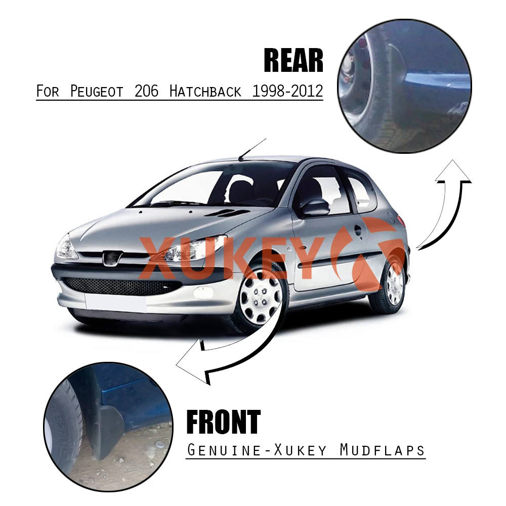 Mudflaps For Peugeot Naza 206 Bestari 1998 - 2012 Mud Flaps Splash Guards Mudguards Front Rear 1999 2000 2001 2002 2011 2010