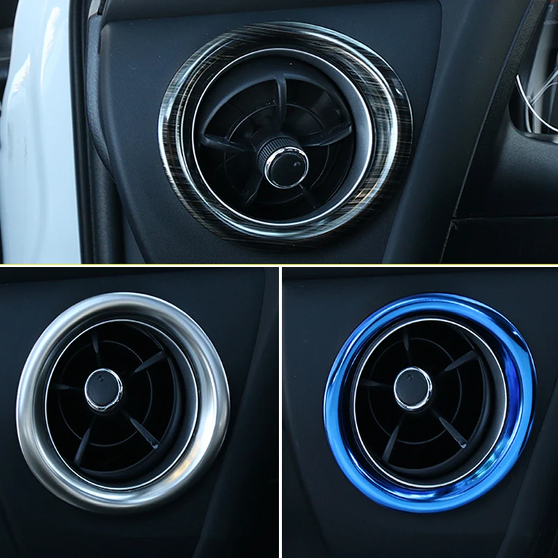 Car Air AC Outlet Vent Ring Cover Stickers Fit For Toyota Corolla Altis Interior Steering Wheel Trim Car Styling Stainless Steel