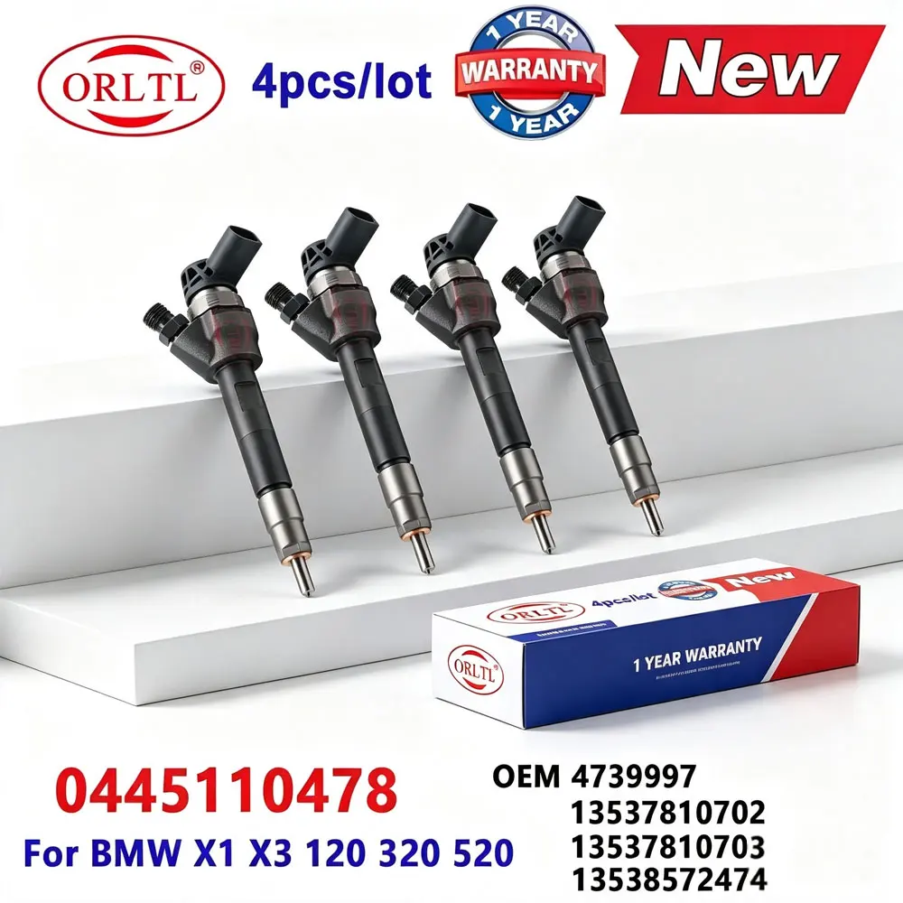 4PCS New 0445110478 0445 110 478 Diesel Injector 0 445 110 478 for BMW N47D20C N47N N57D30A OEM 4739997 0986435207 0986435244