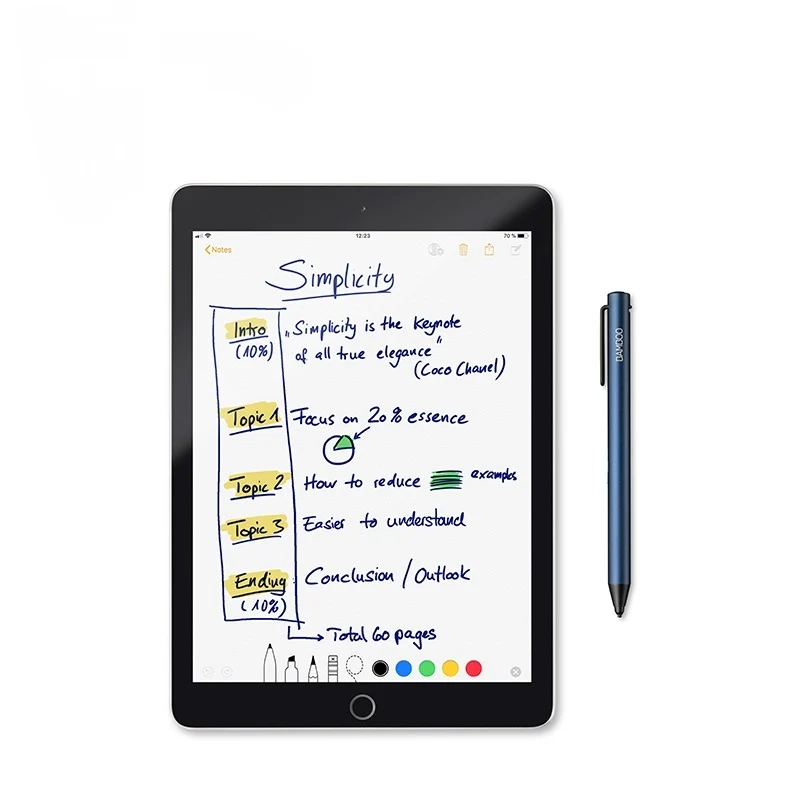 CS-710B ปากกาสไตลัสปลายไม้ไผ่สำหรับ Wacom iPhone iPad, อุปกรณ์โทรศัพท์ Android ปากกาคาปาซิทีฟแบบอัจฉริยะหัวปากกาปลายแหลม