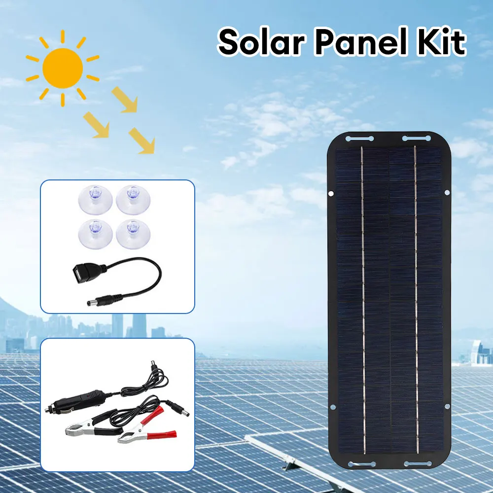 5V-12V Polycrystalline Silicon Solar Panel Kit Outdoor Waterproof Phone Solar Charger Kit With Car Charger