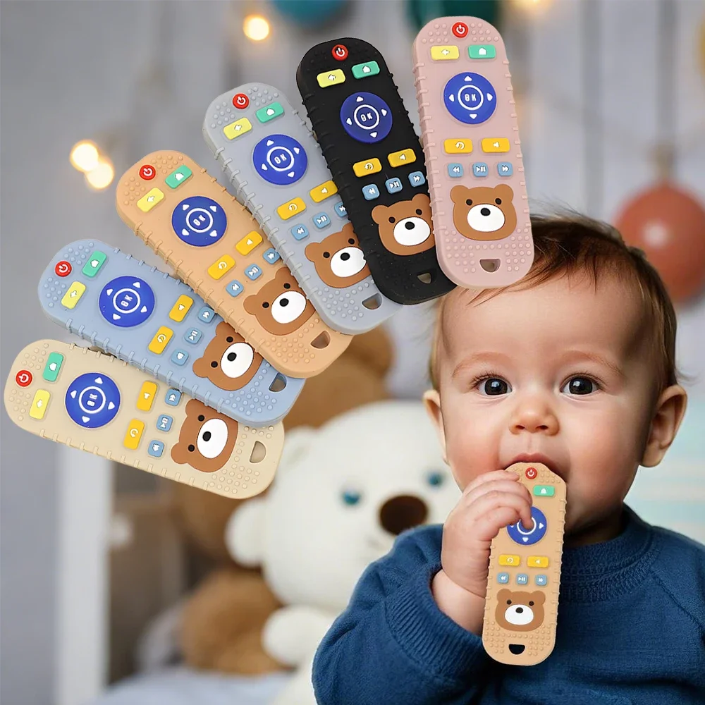 

Soothing bite toys baby silicone remote control teether toys baby anti hand teether children's toys cartoon teether stick