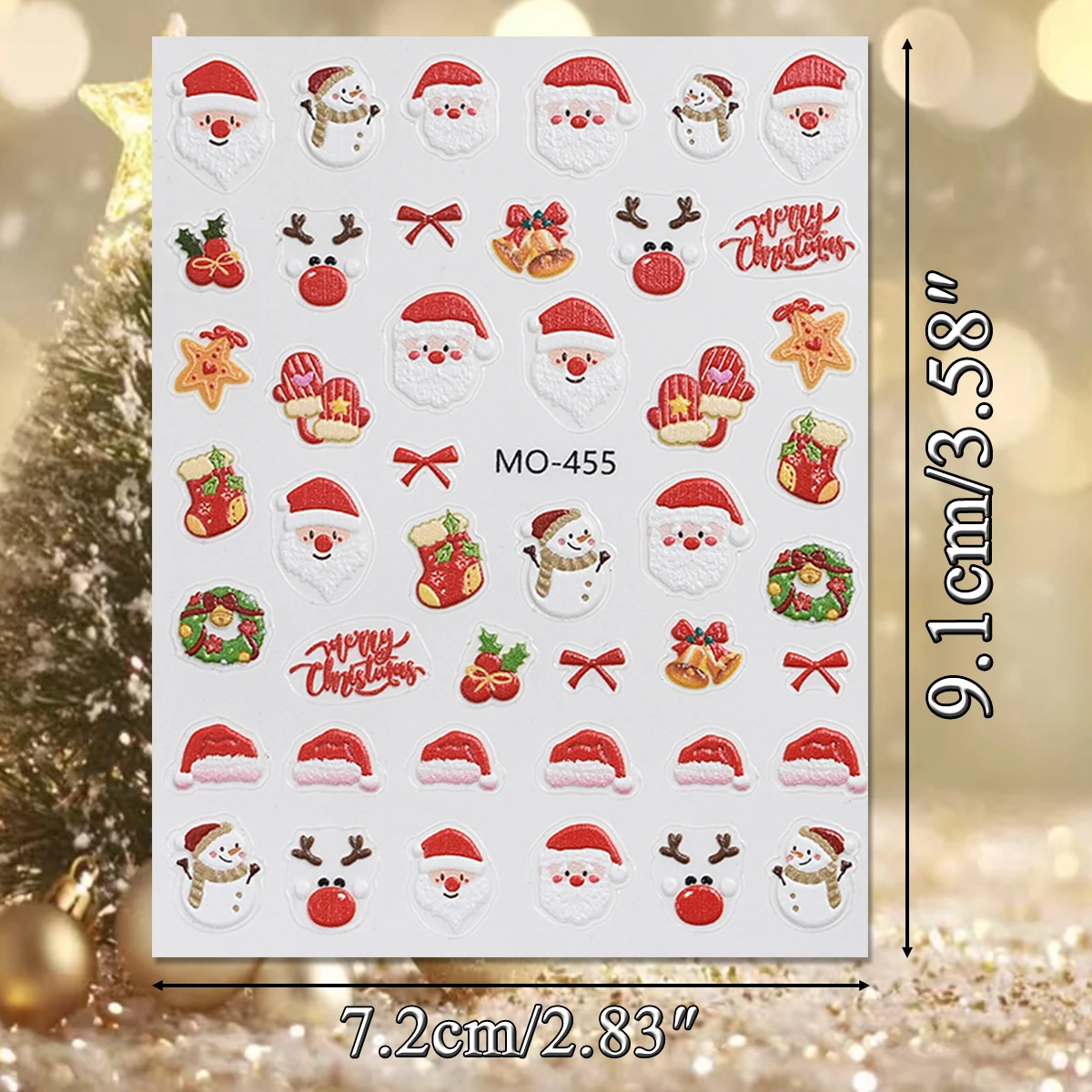 2/4 ورقة 5D عيد الميلاد مسمار الفن ملصقات سانتا كلوز ثلج الرنة هدية مسمار الشارات ذاتية اللصق لطيف عطلة