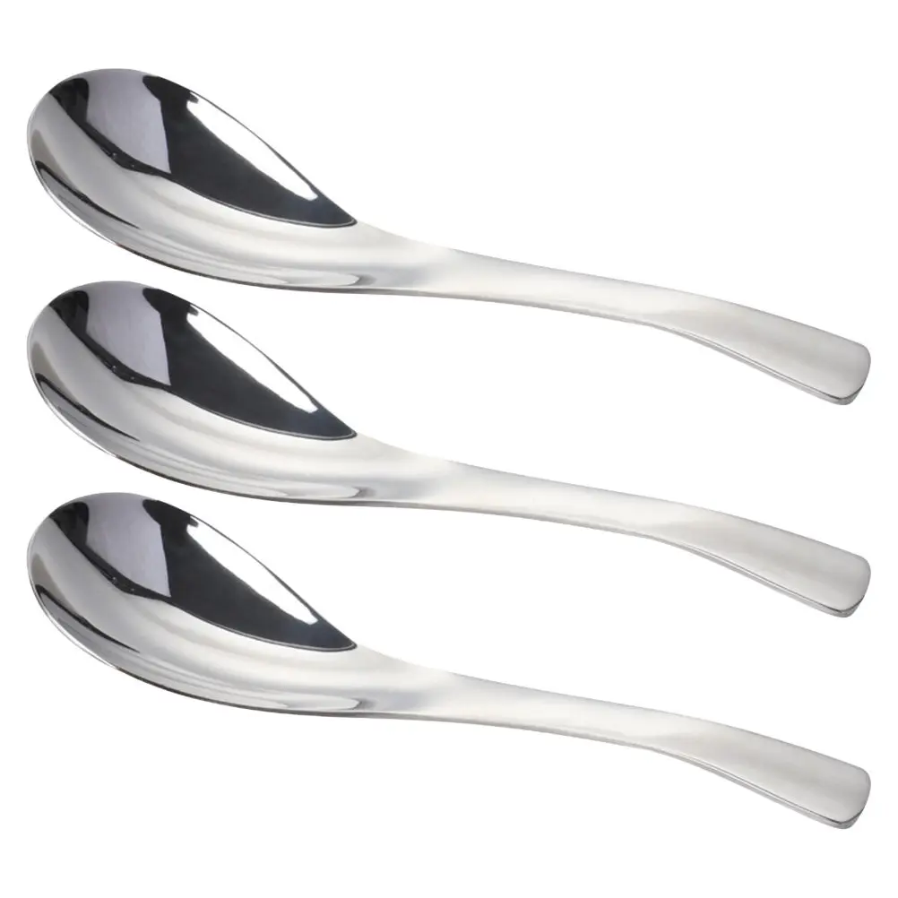 3Pcs Stainless Steel Spoon Set Elegant Modern Flatware Dishwasher Safe Easy Maintain Kitchen Spoons Dining Spoons Meal Spoon Set
