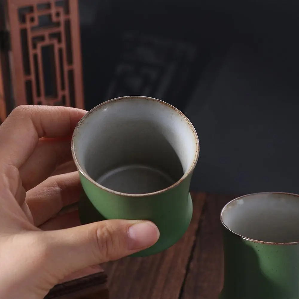 3pcs Creative Ceramic Bamboo Joint Tea Cup Simulation Chinese Style Kung Fu Tea Cup 90 Ml Green Teaware Mugs Tea Enthusiast