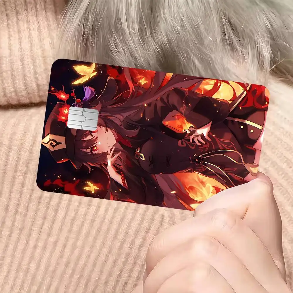 Genshin Impact Hu Tao Game Anime Sticker Film Skin Cover Case for Small Large No Chip Debit Credit Card Front Side