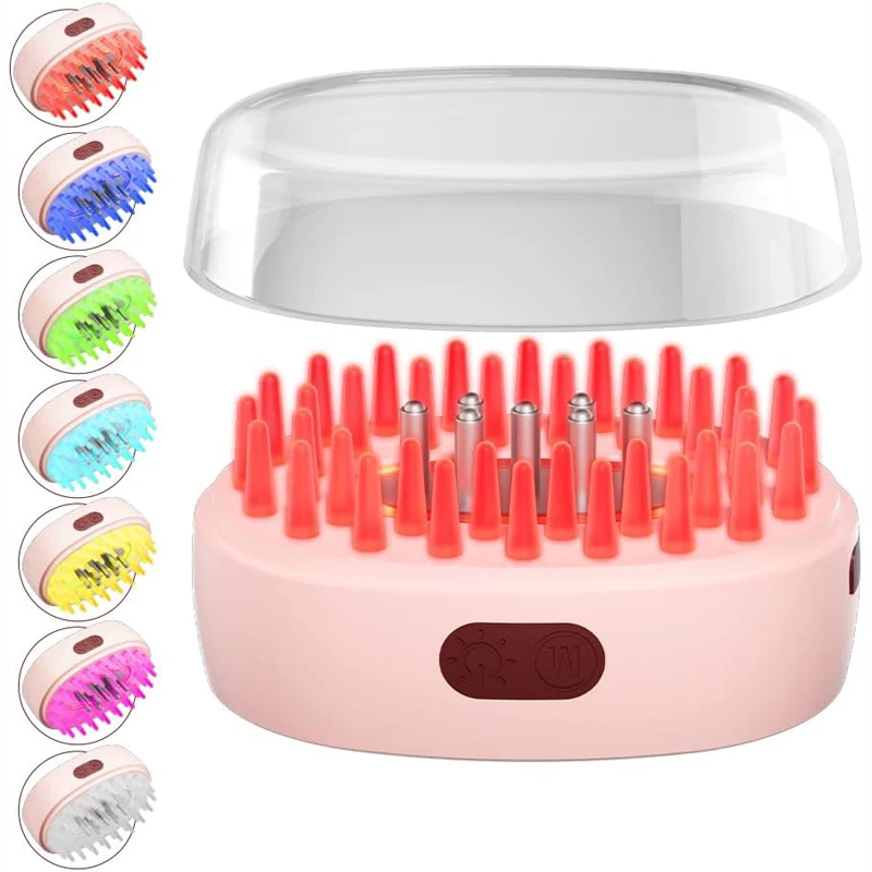 ‌Anti Hair Loss Light Therapy Hair Growth Device 7 Color Vibrating Scalp Massage Comb with Oil Applicator & Scalp Brush