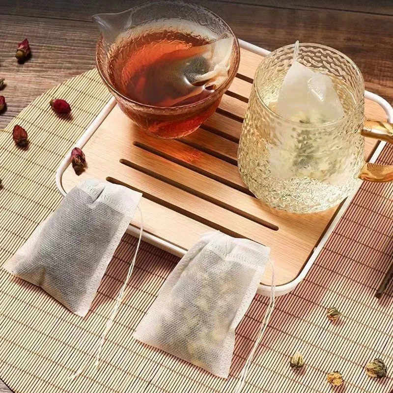 100pcs Disposable Tea Filter Bags; Drawstring Filter Tea Bags