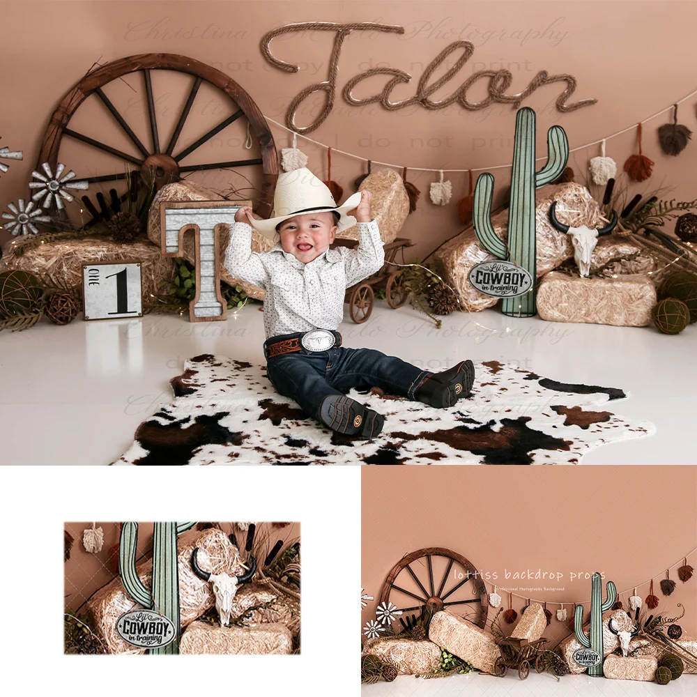 Cowboy Advance Backdrops Kids Baby Birthday Cake Smash Photocall Child Adult Photography Backgrounds