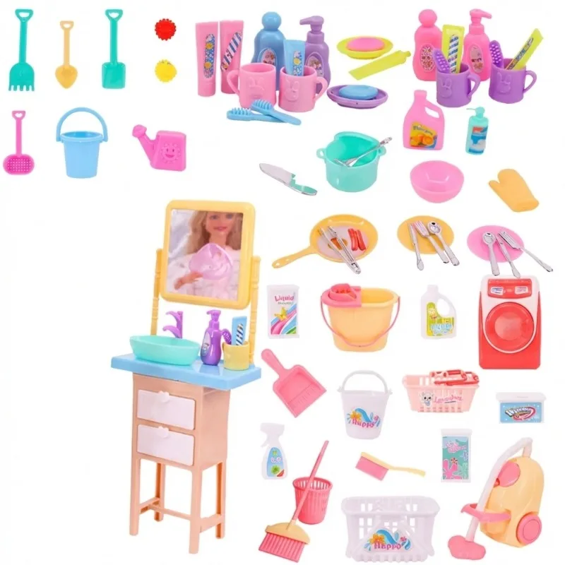 Mini-meubels, was- en kookmachine, huisdier, slaapset, 30cm poppenaccessoires voor kinderen, speelhuis speelgoed cadeau