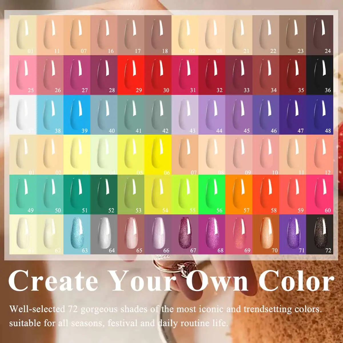 12개 젤 매니큐어 세트 - 각각 -0.240z, 생생한 색상, SmoothApplication, UV/LED 담그기, 무알콜, Dly Manicu에 적합