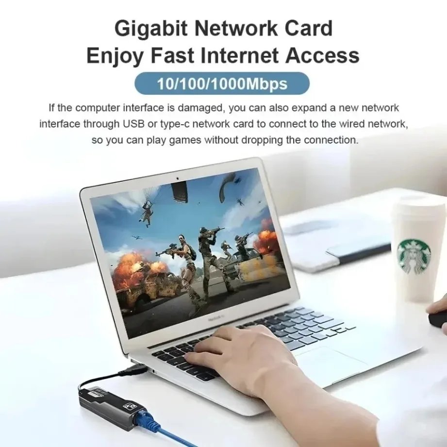 1000Mbps USB Type-C To Rj45 Lan Ethernet Adapter for PC Macbook Windows Laptop Desktop USB3.0  USB-C To Rj45 Wired Network Card