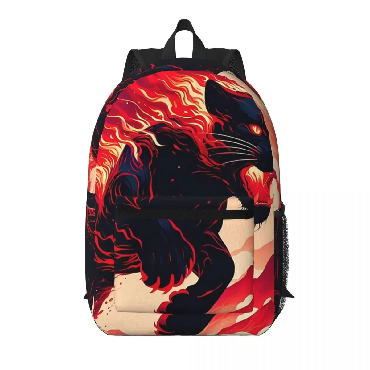 Black Panther Leopard Walking From Flame Student Backpack School Bag Hiking Travel Daypack for Boys Girls Bookbag Shoulder Bags