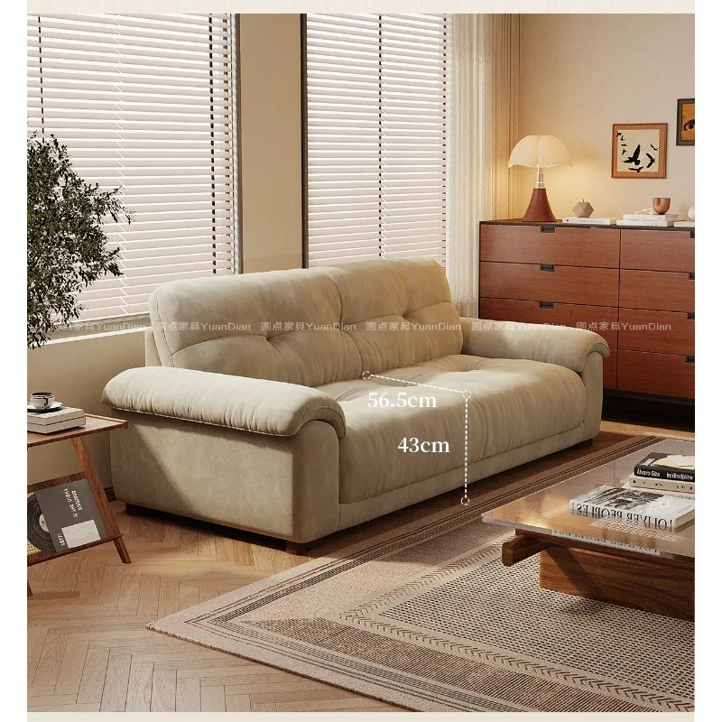 Medieval chenille double fabric sofa living room three retro small apartment straight row sofa cat scratch