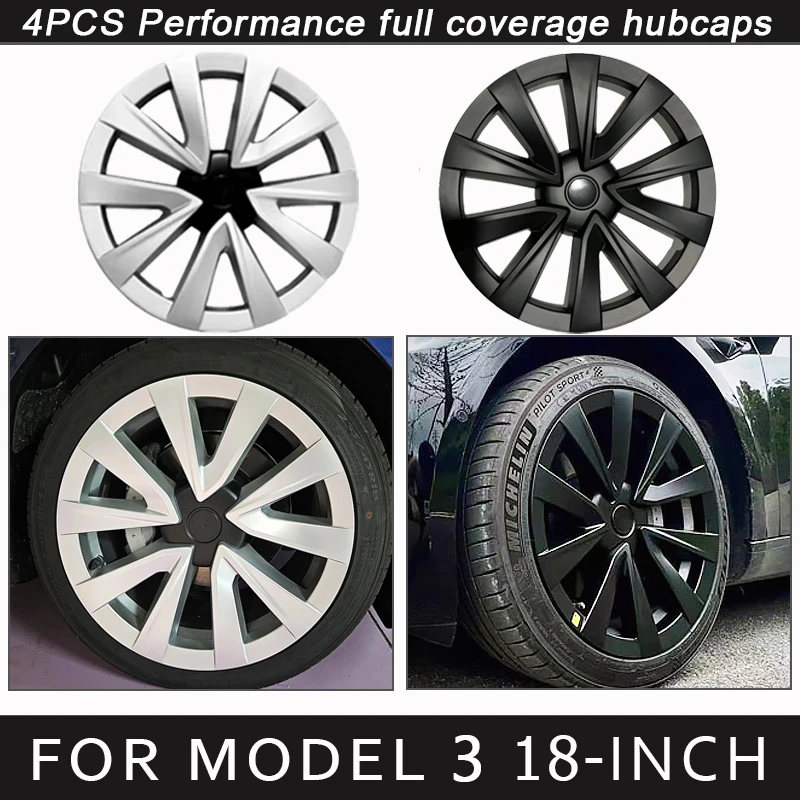 

4PCS HubCap for Replacement Tesla Model 3 Wheel Cover Automobile 18 Inch Hub cap Full Rim Cover Accessories 2018-2023 Wheel Cap