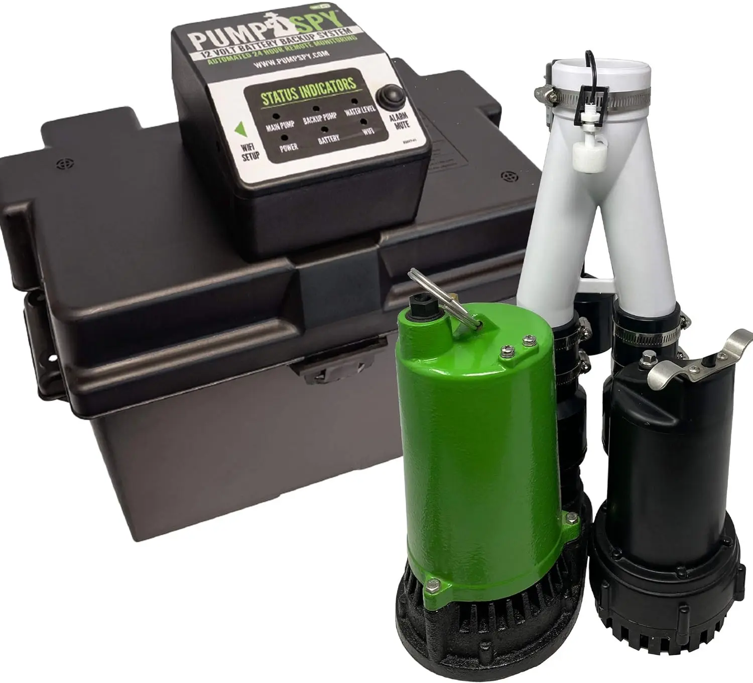 

Pre-Assembled Combination Wi-Fi Connected 1/2HP Primary Sump Pump and 12V Battery Backup Sump Pump ,Internet Monitoring & Alerts