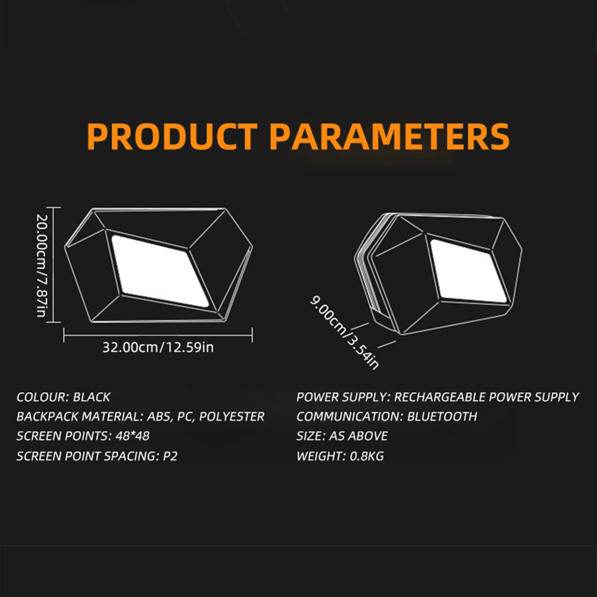 악마의 눈 스마트 LED 배낭 여행 가방 앱 제어, 방수 하드 쉘 쿨 오토바이 라이딩 LED 나이트 백팩, DIY