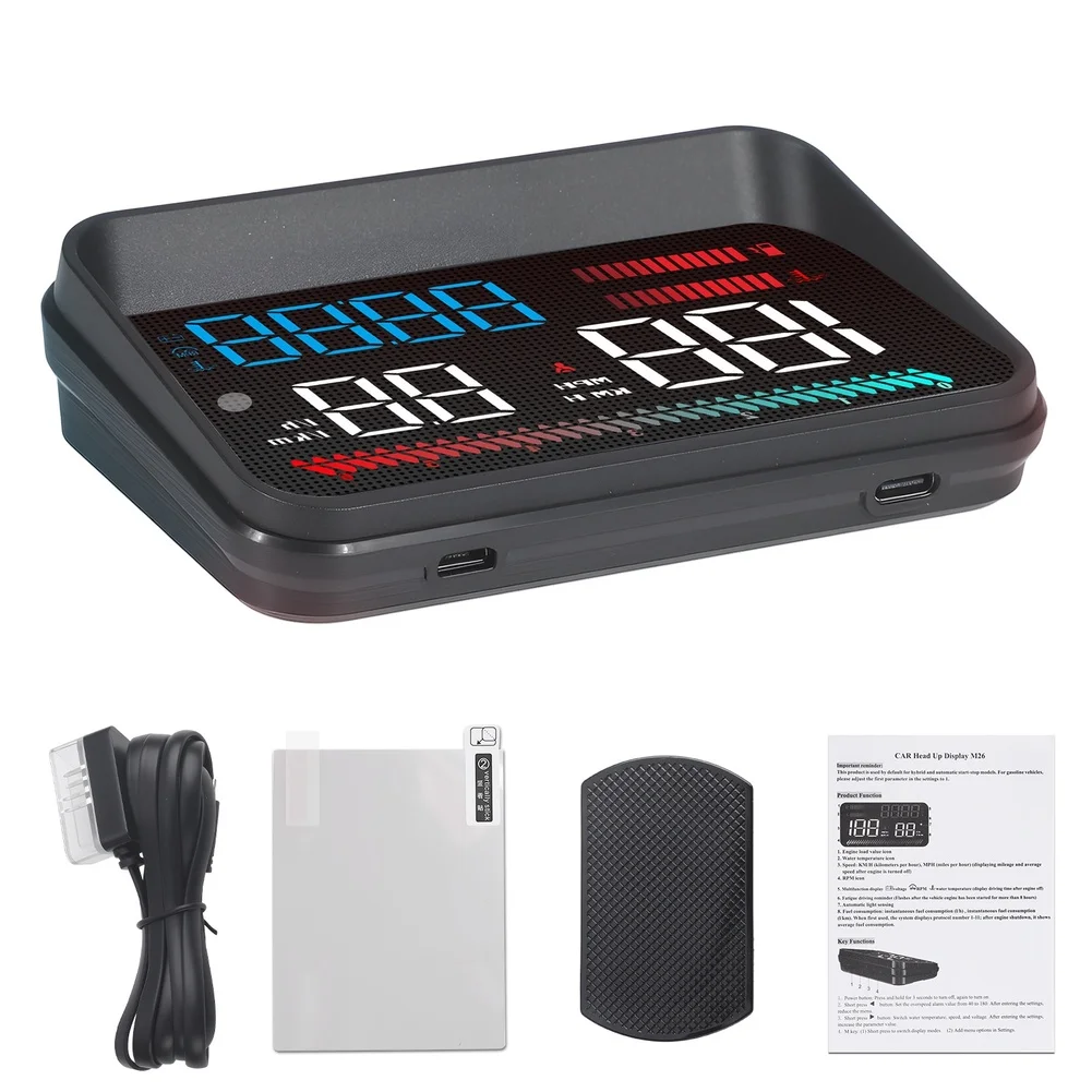 OBD Car Head Up Display HUD With Power Button Real Speed RPM Fuel Multiple Display Modes Car Electronics Accessories