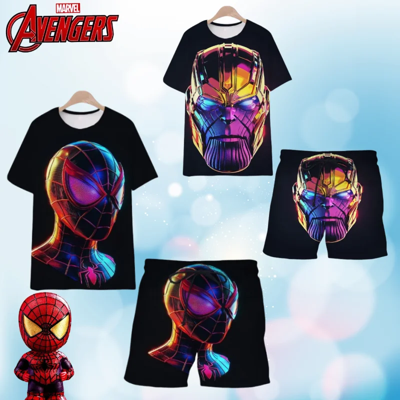 Marvel Iron Man Spiderman Boy novedad de verano diseño creativo de animación de dibujos animados estudiante moda versátil Camiseta de manga corta Top