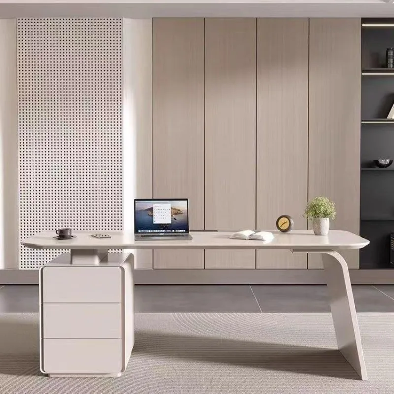 White paint table, consultation table, simple modern desk