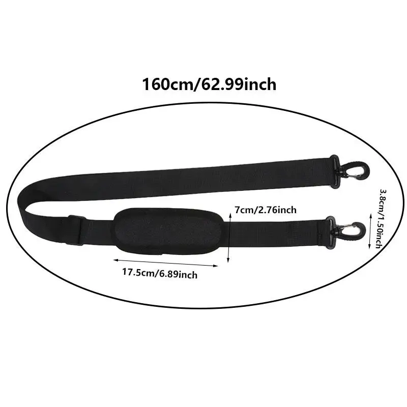 

3.8cm Wide Computer Bag Strap Nylon For Men's Handbag Briefcase Crossbody Shoulder Belts Adjustable Long Bands Black