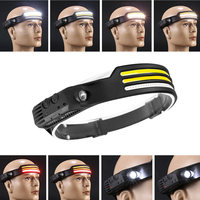 Ultra Wide Angle COB LED Headlamp Multi-function Wave Induction Headlight Rechargeable Outdoor Fishing Camping Head Flashlight