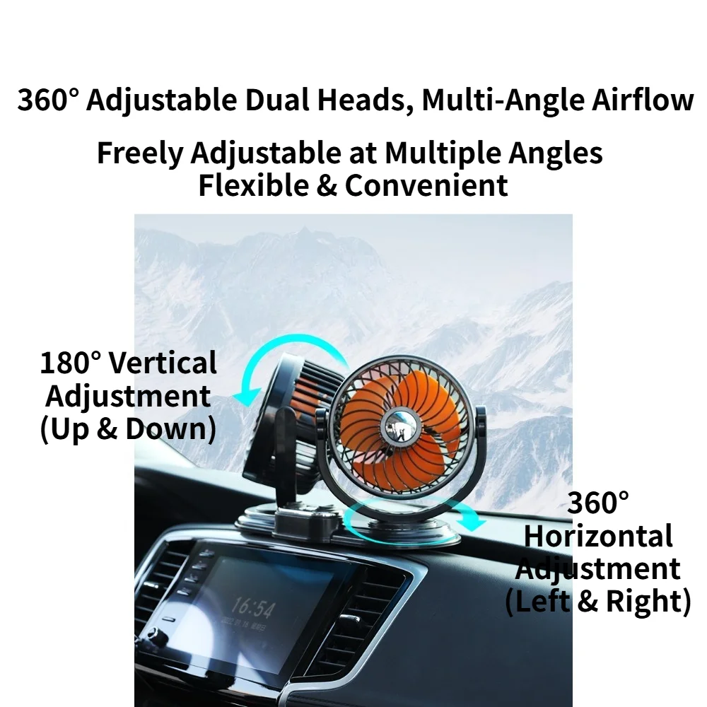 Summer Essential Dual Head Car Fan High Wind Force 12V 24V USB Cooling Fan For Truck Vehicle Auto Interior Cool Accessories