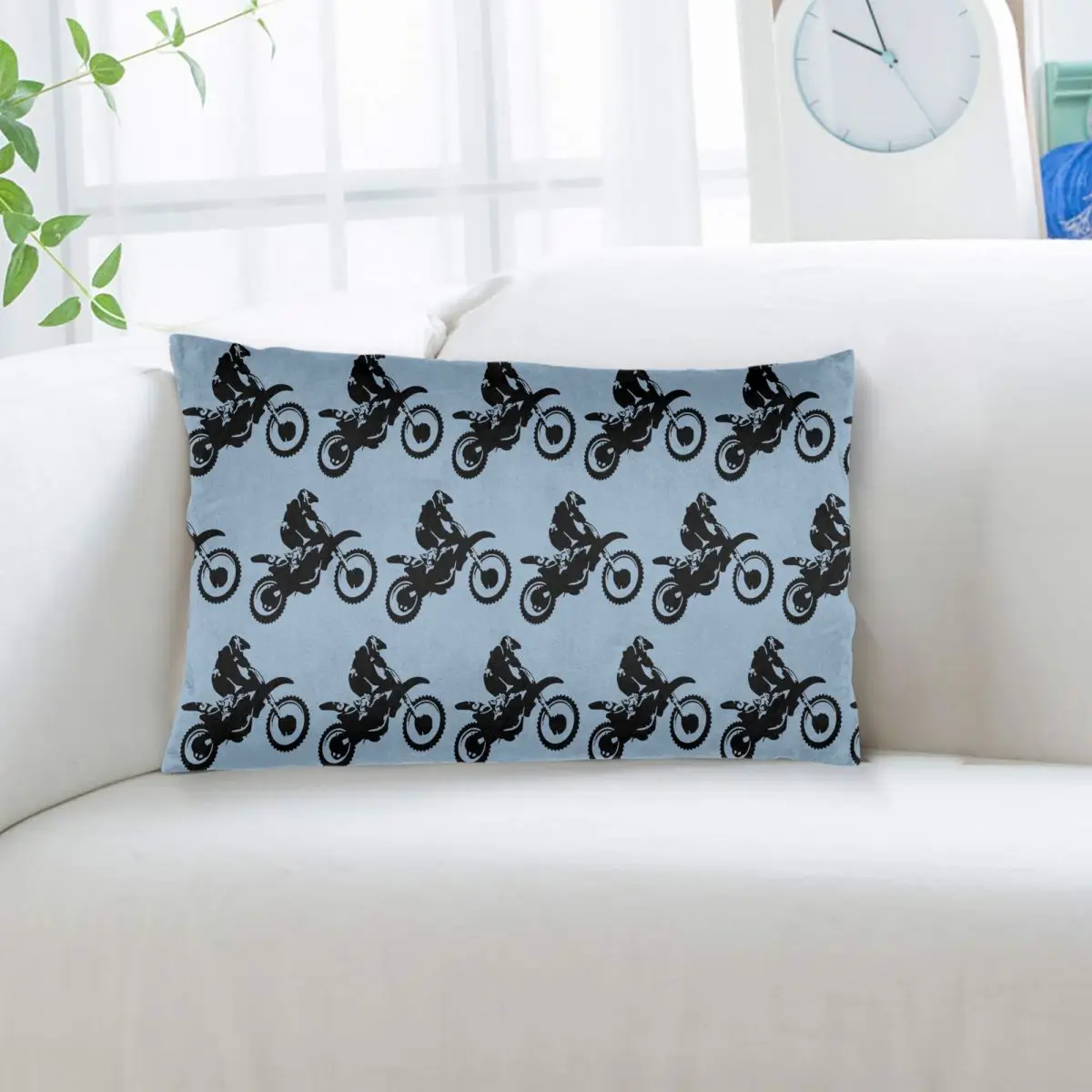 Moto X Dirt Bike Monotone Vector Art Rectangle Pillowcase Cushion Cover Decor Bedroom Bed Home Comfort Throw Pillow