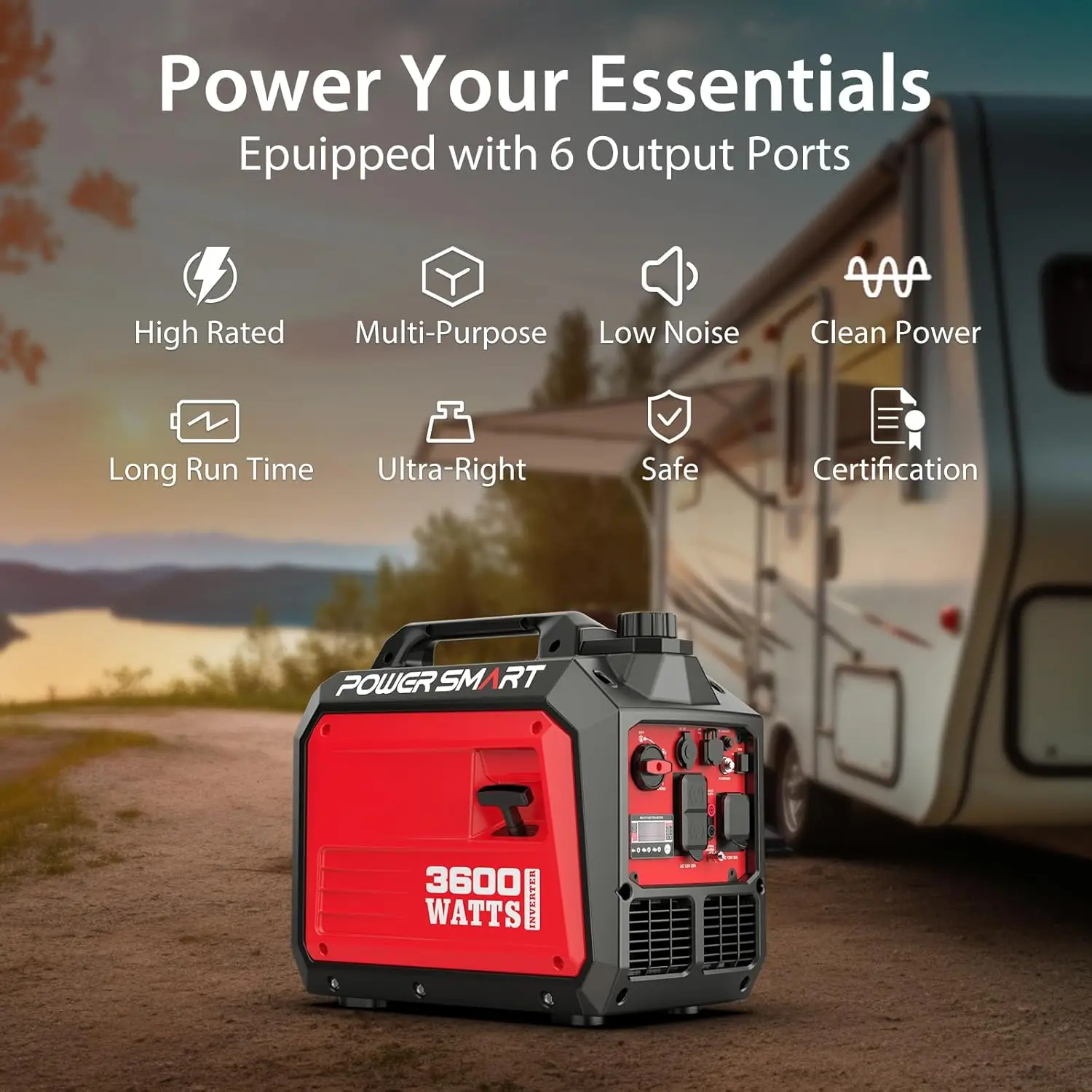 3600-Watt Portable Inverter Generator Gas Powered, Generators for Home Use, Super Quiet, RV Ready, HB5035