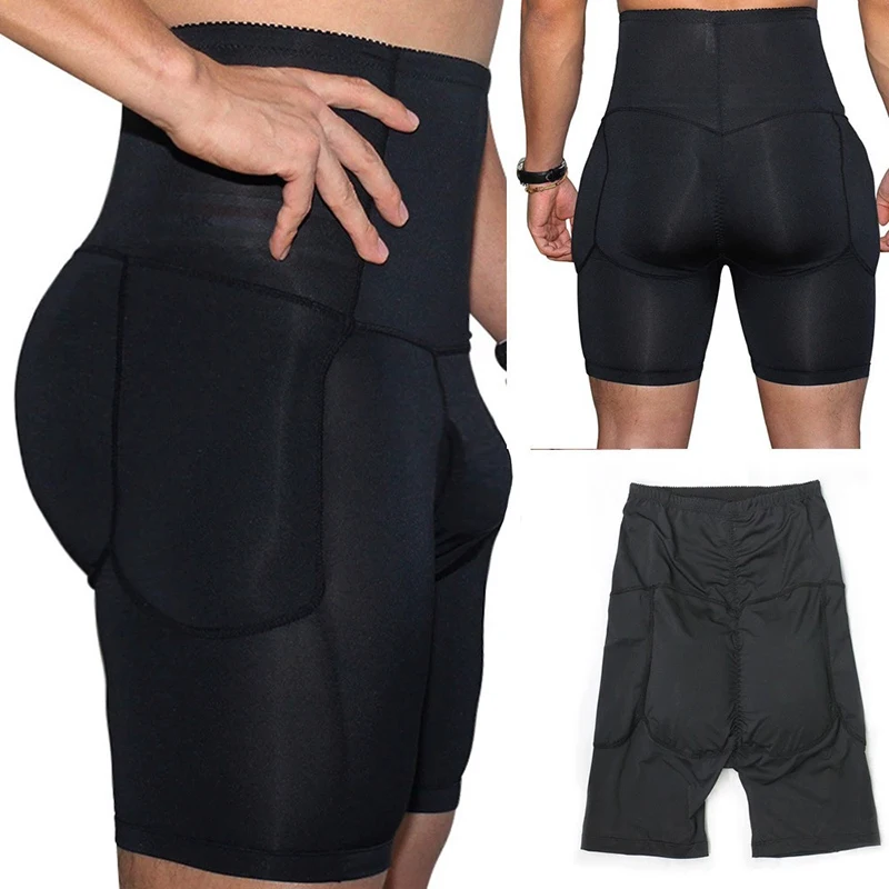 Men Sexy Butt Lifter Padded Hip Enhancer Booty Booster Molded Underwear Shapewear Boxer Man Tuck In Removable 4 Pads Panty Short