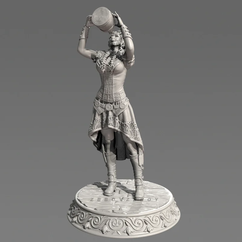 

38mm 50mm 75mm Drink water female hero Resin Model Figure GK Micro Miniature 3D Printed White Model Toy Unassembled unpainted